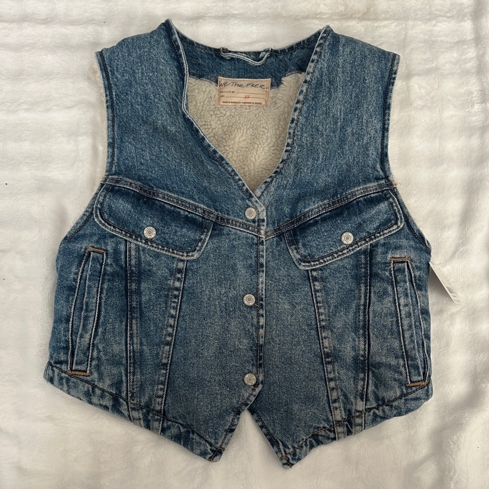 We The Free Blue Denim Vest
